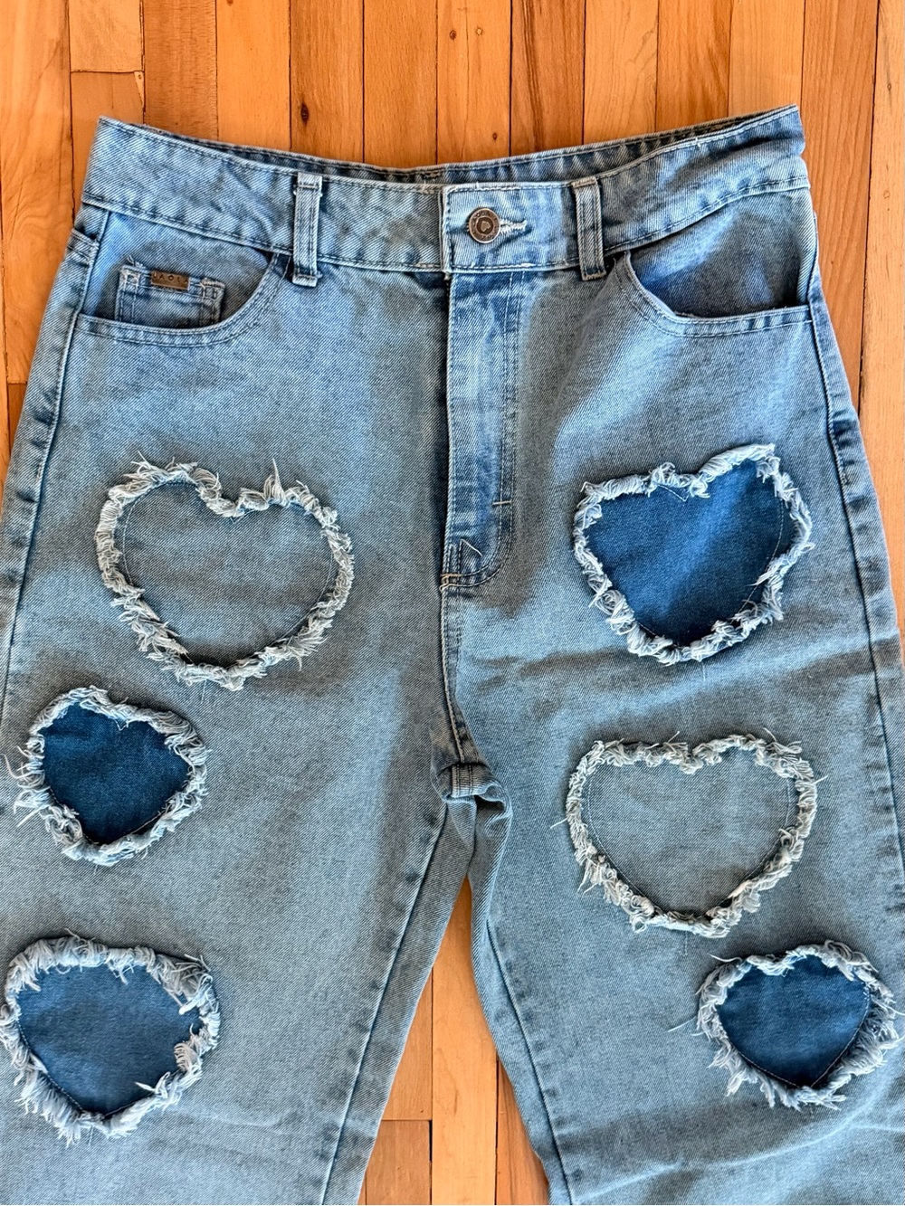 NWOT Blue Heart Patch Denim Jeans - Picture 2 of 5